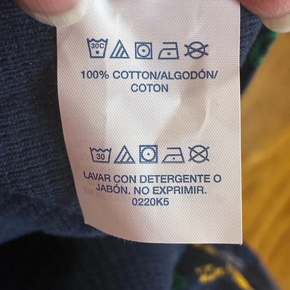 Polo by Ralph Lauren Long Sleeve Thermal Shirt Blue with Multicolor Graphics - Picture 5 of 6